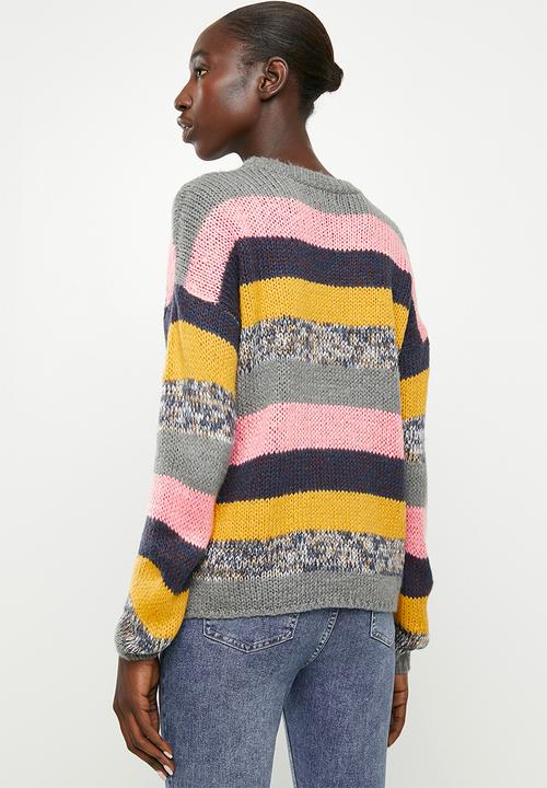 Jacqueline de Yong - Iris long sleeve stripe pullover knit - multi 