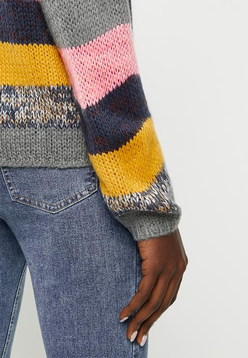 Jacqueline de Yong - Iris long sleeve stripe pullover knit - multi 