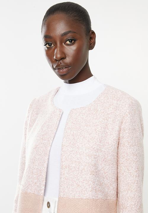 ONLY - Once block stripe coatigan - pink 