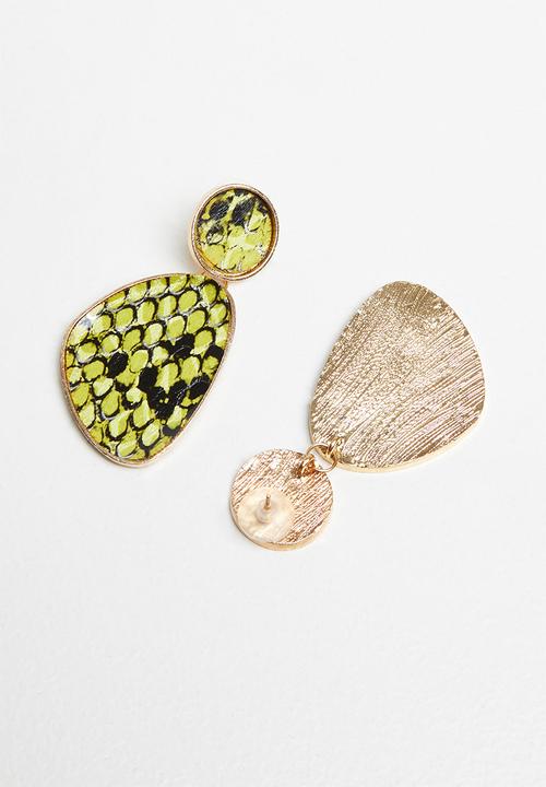 Superbalist - Snakeskin earrings - green & black