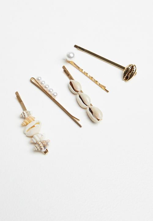 Superbalist - Cowrie shell hair slide set - gold