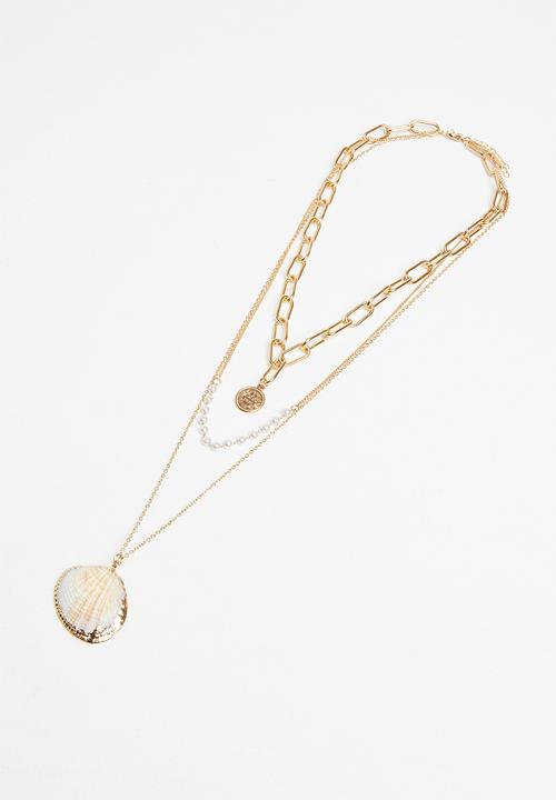 Superbalist - Layered shell pendant necklace - gold
