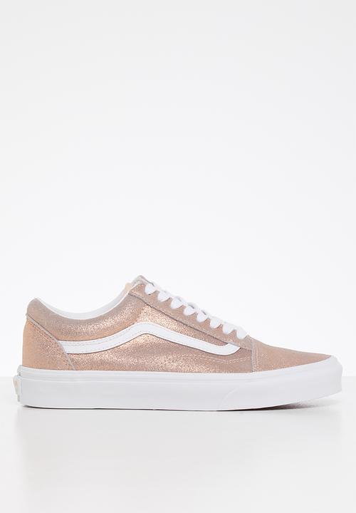 grey and rose gold vans