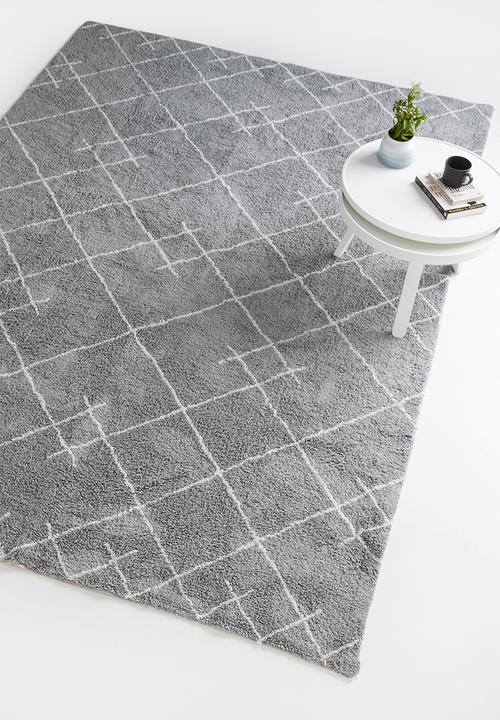 Sixth Floor - Diamond tufted rug - grey & white