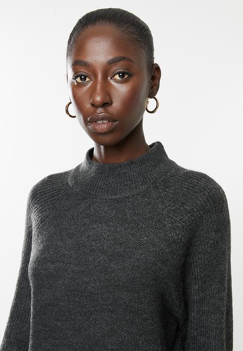 Jacqueline de Yong - Cora long sleeve Hi-neck pullover knit - grey