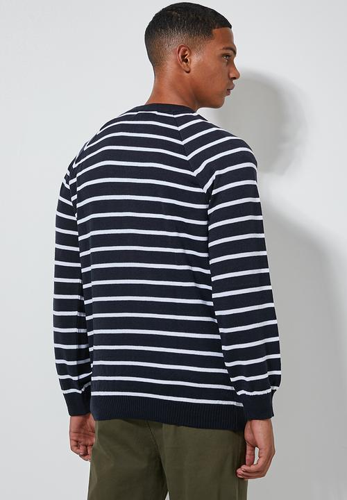 Superbalist - Nautical stripe crew neck knit - navy & white