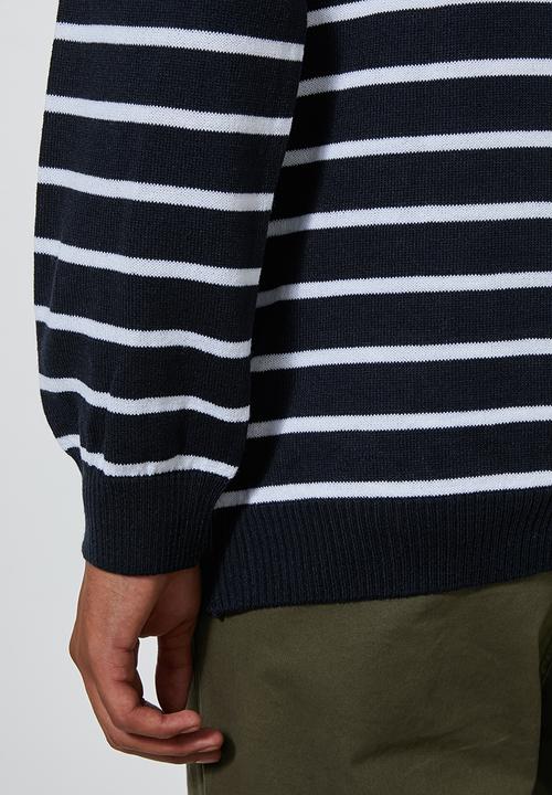 Superbalist - Nautical stripe crew neck knit - navy & white