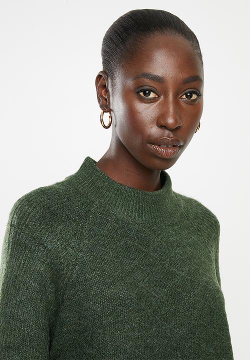 Jacqueline de Yong - Cora long sleeve Hi-neck pullover knit - green