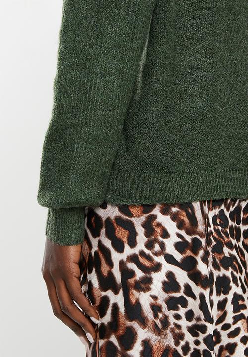 Jacqueline de Yong - Cora long sleeve Hi-neck pullover knit - green