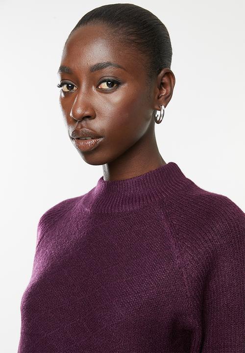 Jacqueline de Yong - Cora long sleeve Hi-neck pullover knit - purple