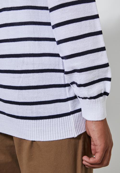Superbalist - Nautical stripe crew neck knit - navy & white
