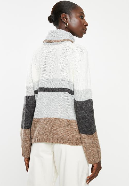 Jacqueline de Yong - Cordelia long sleeve Hi-neck pullover knit - multi