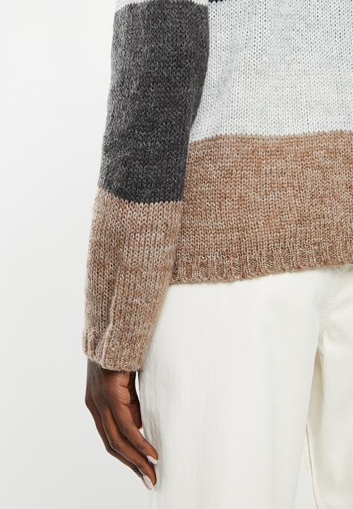Jacqueline de Yong - Cordelia long sleeve Hi-neck pullover knit - multi