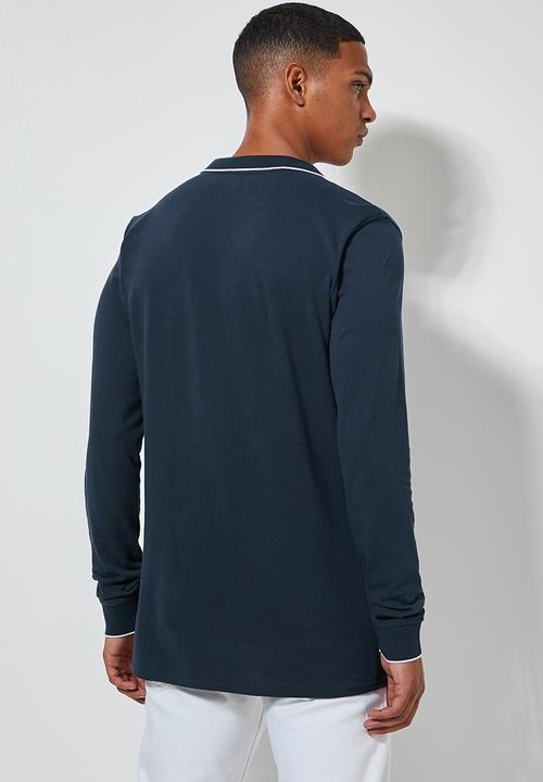 Superbalist - Pique slim fit zip golfer - navy