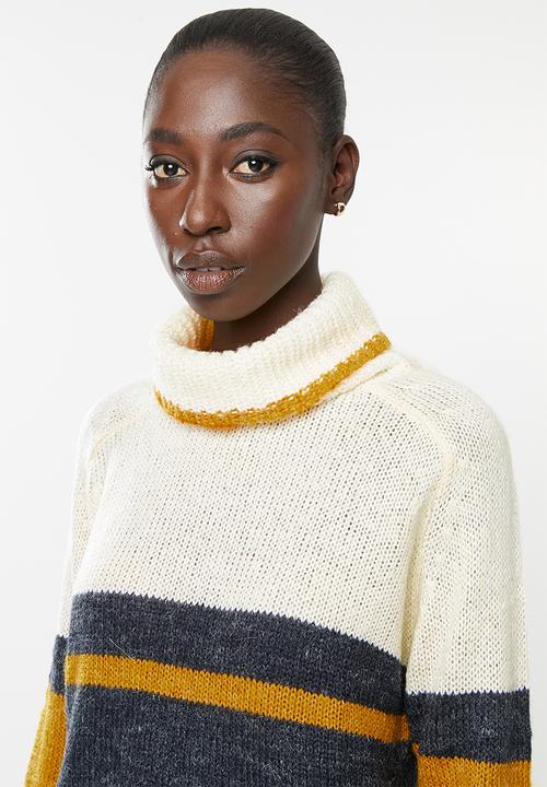 Jacqueline de Yong - Cordelia long sleeve Hi-neck pullover knit - multi
