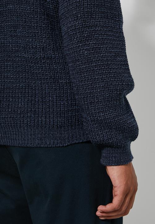 Superbalist - Chunky textured deep V-neck knit - navy