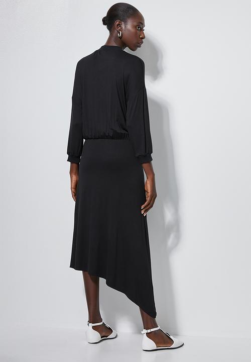 Superbalist - Asymmetric funnel neck dress - black