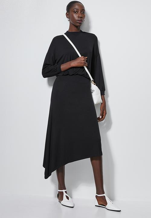 Superbalist - Asymmetric funnel neck dress - black