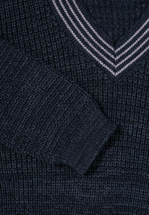 Superbalist - Chunky textured deep V-neck knit - navy