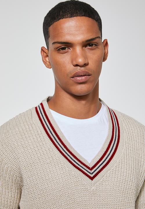 Superbalist - Chunky textured deep v-neck knit - beige
