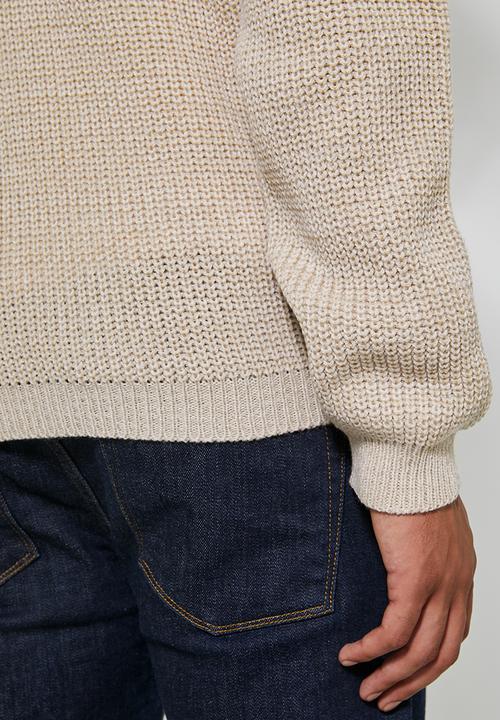 Superbalist - Chunky textured deep v-neck knit - beige