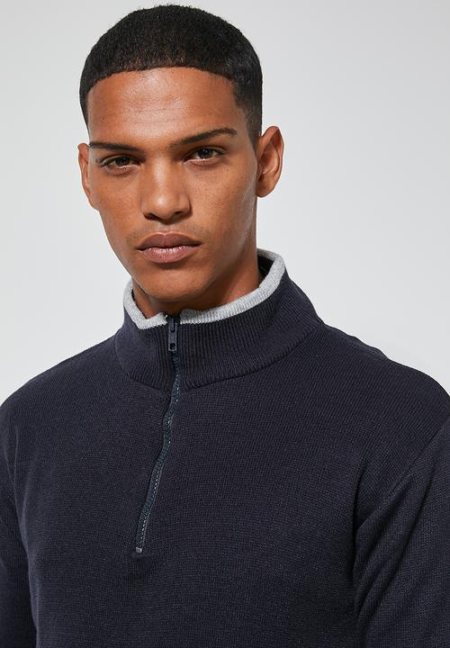 Superbalist - Quarter zip pullover knit - navy
