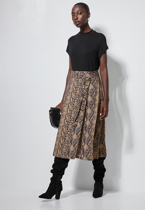 Superbalist - Wrap midi skirt - neutral snake