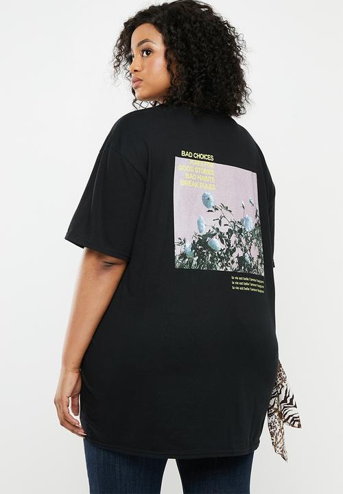 Missguided - Plus bad choices back graphic T-shirt - black