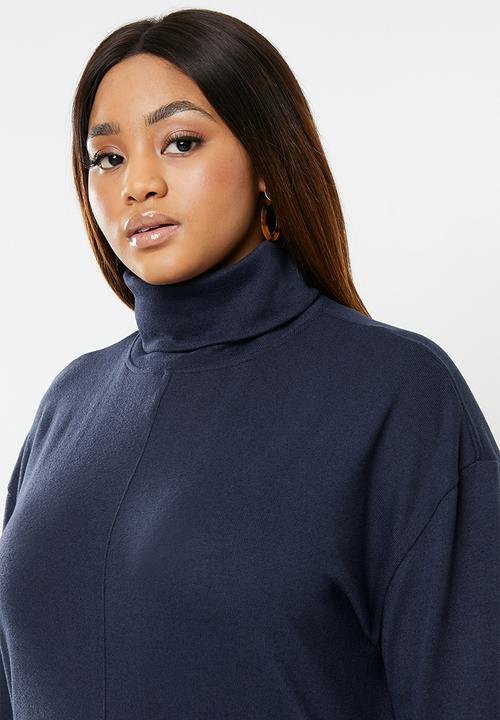 edit Plus - Knitted turtle neck top - navy
