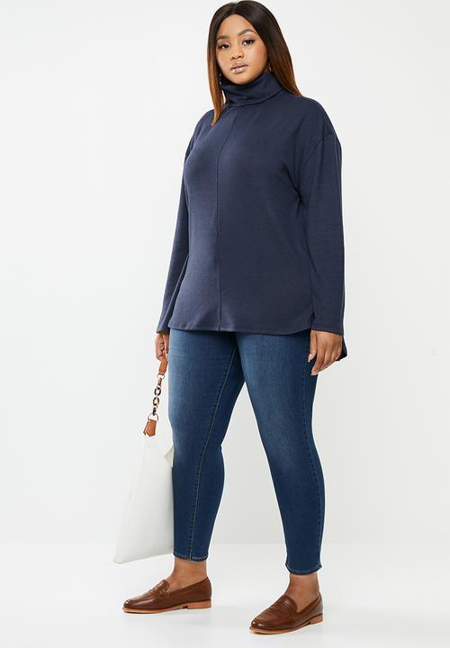 edit Plus - Knitted turtle neck top - navy