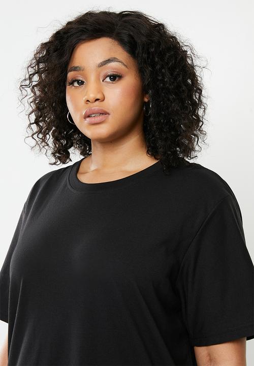 Missguided - Curve basic midi T-shirt dress - black