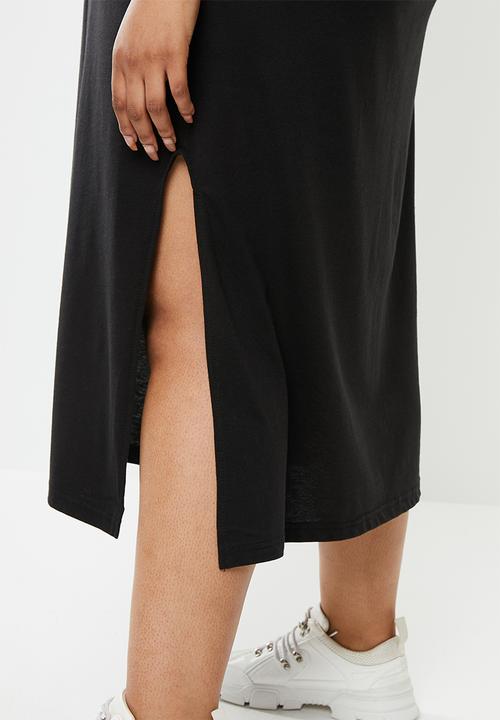 Missguided - Curve basic midi T-shirt dress - black