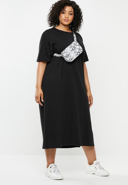 Missguided - Curve basic midi T-shirt dress - black