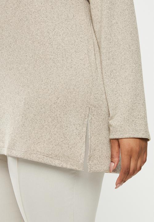 edit Plus - Longer length knit top - beige 