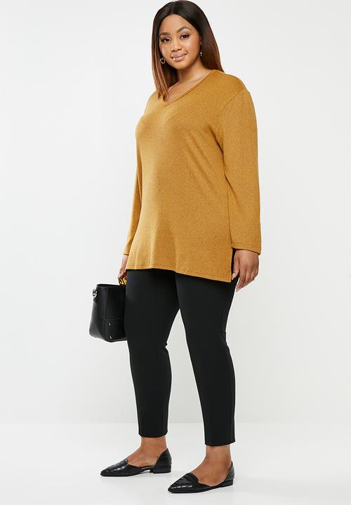 edit Plus - Longer length knit top - yellow 