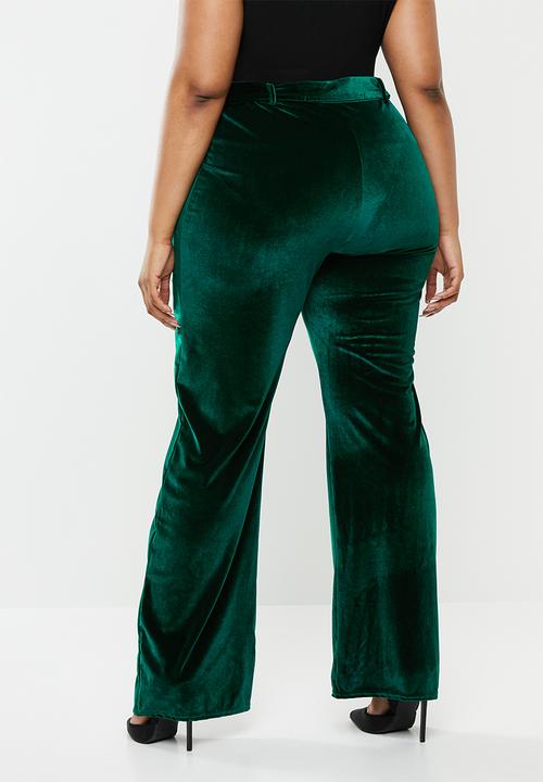 Missguided - Plus velvet belted straight leg trouser - green 