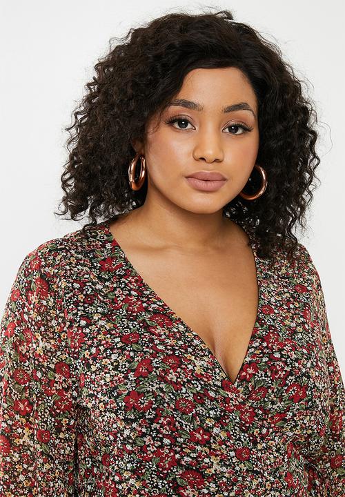 Missguided - Floral tie side peplum crop top - multi 