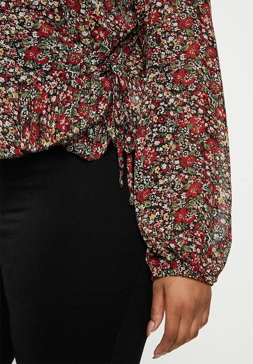 Missguided - Floral tie side peplum crop top - multi 