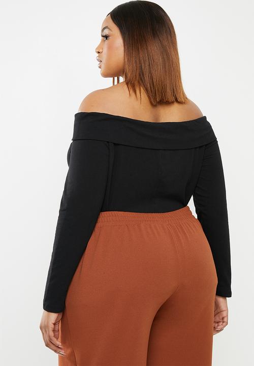 edit Plus - Bardot knit top - black