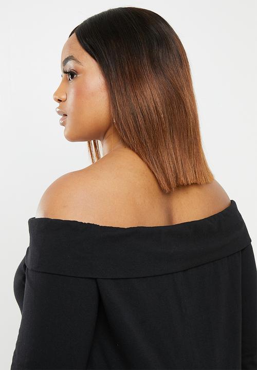 edit Plus - Bardot knit top - black