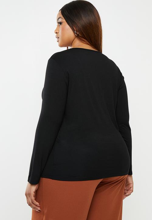 edit Plus - Knot front detail top - black