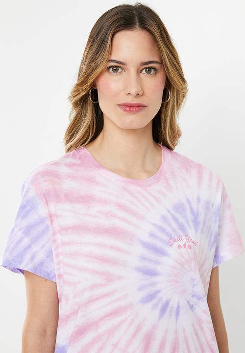 Cotton On - Classic slogan T-shirt shell yeah - pink & purple 