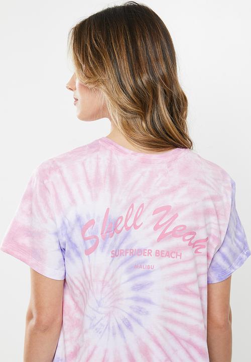 Cotton On - Classic slogan T-shirt shell yeah - pink & purple 