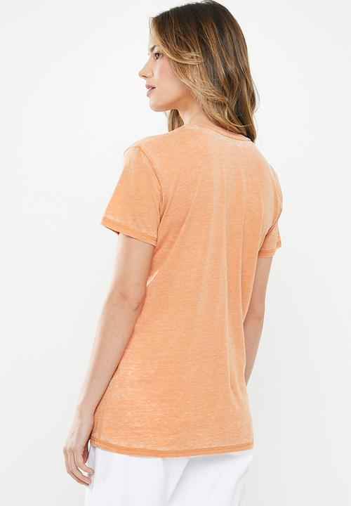 Cotton On - Classic slogan tee life is a beach - orange 