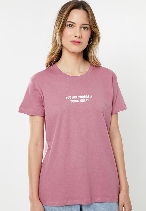 Cotton On - Classic slogan T-shirt doing great - purple