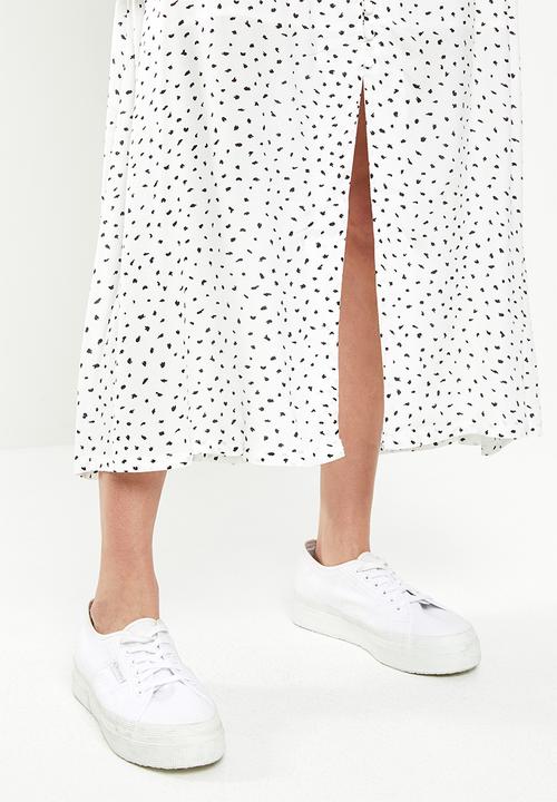 Cotton On - Summer button midi skirt - white & black