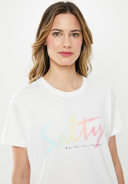 Cotton On - Classic slogan T-shirt salty - white