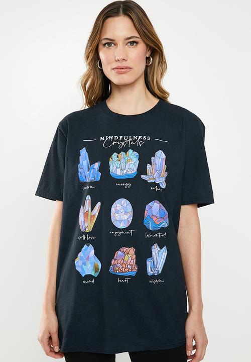 Missguided - Crystals vintage wash oversized graphic T-shirt - black