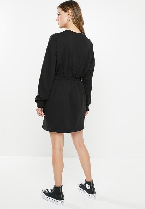 Missguided - Ruched waist and cuff sweater dress - black