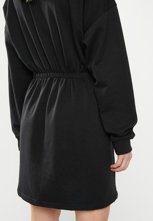 Missguided - Ruched waist and cuff sweater dress - black